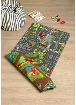 Duoplay 100x190 A4 reversible play carpet, city or farm