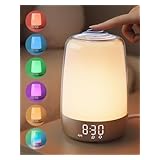 Dekang Sunrise Alarm Clock Night Light, Wake Up Light With Sunrise Simulation, Dimmable Touch Bedsides Lamp, 6 Rgb Colors 5 Nature Sounds For Bedrooms