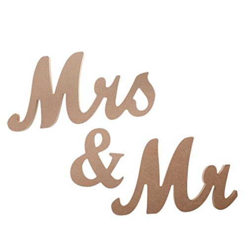 MagiDeal Rustikales Mr & Mrs Holzbuchstaben Holz Aufsteller Schriftzug Dekor Tischdekoration - 2