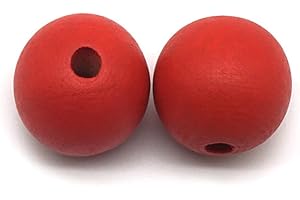 Whakano 100 Stück Natürliche Runde Bunte Holzperlen Set,Holzperlen Natur für Makramee,Groß Holzkugeln mit Loch,Holzperlen zum Auffädeln,für DIY Armbänder Schmuck Schlüsselanhänger Deko,Rot,16mm