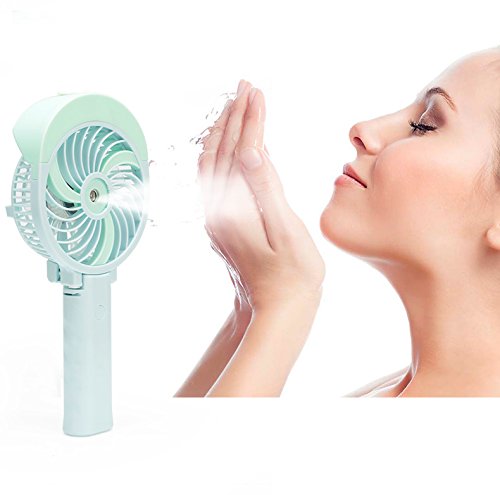 EJBOTH Mini USB New Sprühen Wasser Ventilator, Tragbarer Ventilatoren Tischventilatoren Fan Akku Faltbarer Mit Hängen und Metall Clip für Laptop Computer Desktop Zimmer Büro Outdoor Reisen Etc [Grün] - 3