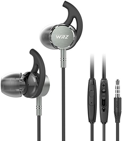 FanQube WRZ-M7 Sports metal Earphones, Sweatproof and Heavy Bass Earbuds with Microphone Volume Control headphones, for Running Gym Workout Training (Gun)