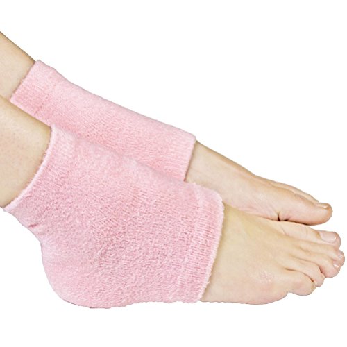 Pixnor Professional Heel Moisturising Gel Socks for Dry Hard Cracked Skin Foot Pain Relief Pink