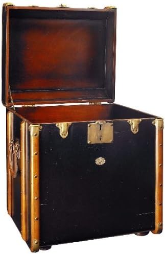 ProPassione Trunk Table Pullman, small, antique look, colour black/cherry wood, brass hinges, Dimensions: w 53 x h 56 x d 45 cm