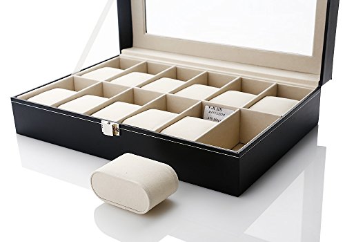 Uten Uhrenkoffer Uhrenbox Schaukasten Uhrenkasten Uhrenvitrine für 12 Uhren aus kunstleather - 5
