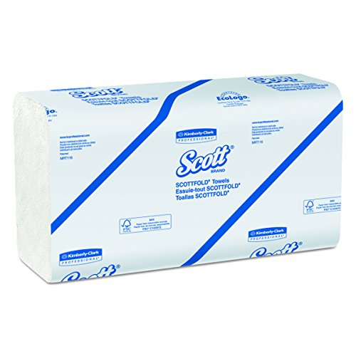 Scott 01980 SCOTTFOLD Paper Towels, 9 2/5 x 12 2/5, White, 175 Towels per Pack (Case of 25 Packs)ECOLOGO