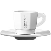 Bialetti - 4'l&uuml; Espresso Fincan Seti - Sekizgen Tasarım - Beyaz Renk - Porselen