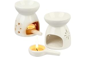 "N/A" CENBEN 2 Pcs Ceramic Wax Melt Burners - White Assorted Tarts Holder, Aroma and Oil Burners, Aromatherapy Candle Holder, Scented Diffuser for Home Bedroom
