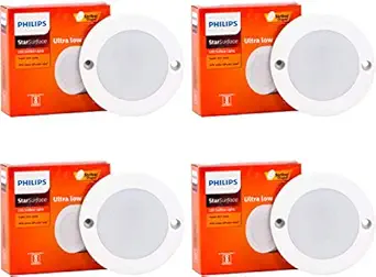 PHILIPS 3Watts Star Surface Striker Cabinet Flush Mount Ceiling Lamp (Warm White, Pack of 4)