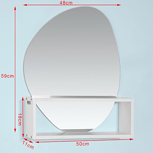 SoBuy® Design Spiegel, Wandspiegel, Badspiegel, Flurspiegel mit Ablage, FRG125-W - 4