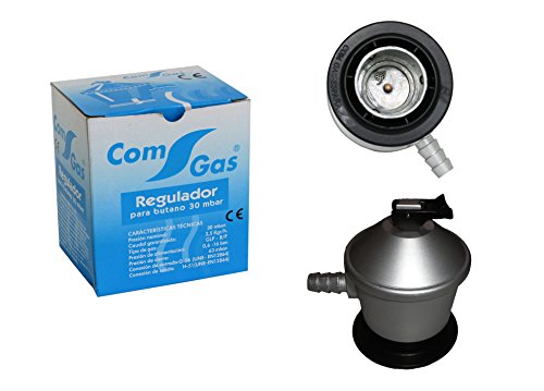 Com Gas 200072J - Regulador gas butano, 7 x 7 x 10 cm, color plata y negro