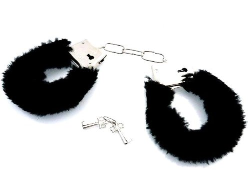 Preisvergleich Produktbild PLÜSCH HANDSCHELLEN PARTY HIT SCHWARZ TOTAL VERRÜCKT!!!