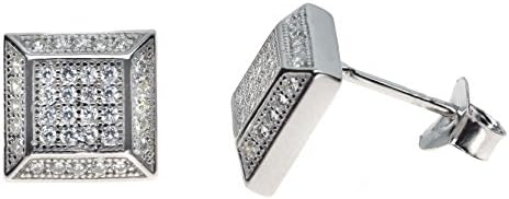 crystal square cluster stud earrings in sterling silver