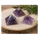 Fashionzaadi Amethyst Gemstone Pyramid Set Of 5 For Crown Chakra Balancing Crystal Pyramid Home Living Room Table Decor Item Reiki Healing Spiritual Gift Set Of Friends & Family Size: 20-25 Mm