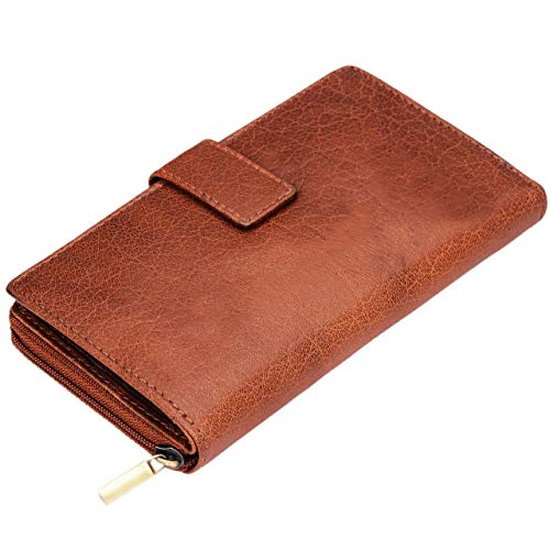 STILORD 'Greta' Vintage Portefeuille Porte-Monnaie pour Femmes Porte-Billets Motifs Fleuris en Cuir Véritable Rétro, Couleur:Brandy - Marron