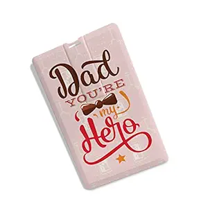 100yellow Credit Card Shape Dad You're My Hero Printed 16Gb Fancy Pen Drive -Gift for Father