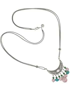 TheStyleAssistant „CAMELLIAS“ Boho Statement-Kette Silberkette Ethno Hippie Style Schmuck Halskette Perlen-Anhänger...