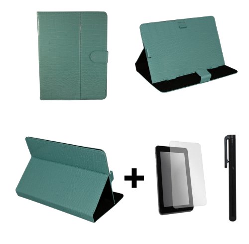 Luxus Blau Krokodil Lederner Tasche Case Hülle für EPAD APAD & JWF ELITE+ & LG V900 OPTIMUS 8.9" 9'' 9 Zoll Inch Tablet-PC+ Bildschirmschutzfolie + Stylus Stift (schutztasche / decken / cover / stehen / displayschutzfolie)