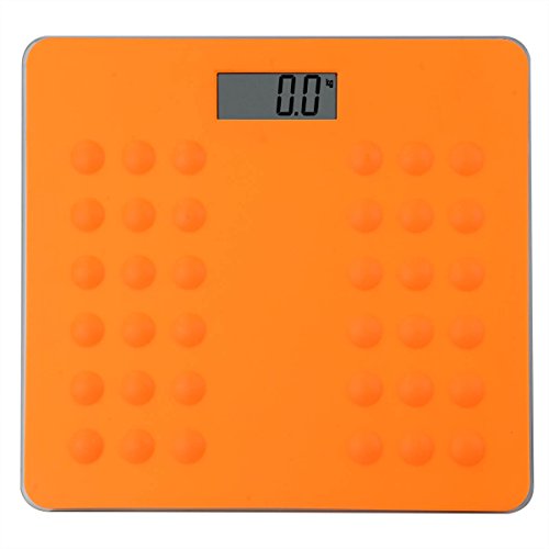 Silikon Anti Rutsch Design Digitale Personenwaage Kinderwaage in Orange Deallink Sicherheits Glas LED Badwaage Fußwaage bis 150 KG / 330 LB