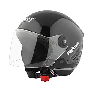 Coffars ABS Shell Half Face Helmet with Plain Visor & Strap for Scooty & Bike for Men and Women - Black