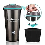 FAGORY Mug Isotherme Mugs de Voyage Portable Double-paroi Tasse à Café Isolée sous-Vide, Leakproof Bouteilles d'eau pour Boissons Chaudes et Froides, INOX et BPA sans, Adaptée au Travail 500ML