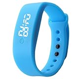 Kanpola Digital LED Armband Herren Damen Gummi LED Uhren Datum Sport Armband Digital Armbanduhr (Blau)