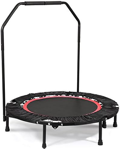 Greenhow Fitness Trampoline with Adjustable Handle, Adults Rebounder Trampoline for Aerobic Workout (Red)