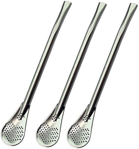 Amgate Set of 3 Pcs SmoothFlow Stainless Steel Yerba Mate Tea Bombilla Straws ~ Filtered Spoons Drinking Straw, 15.5cm(6.1) by Amgate