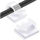 60 Pezzi Fermacavi, RYCHUI Clip per Filo per Luce da Esterno Ganci per Ordinare Cavi Autoadesivi Supporto Organizzatore per C