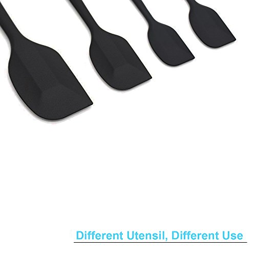4 Silikon Spatel Hitzebeständig Spatulas Schwarz Rot BPA Frei Silikon Teigschaber Schwarz Rot Set Nicht-Stick, Einem Kern Edelstahl und Nahtloses Einteiliges Design - 2