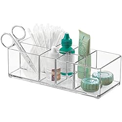 iDesign boîte de rangement pour salle de bain et armoire à pharmacie, petite boîte à pharmacie en plastique, boîte transparente à 7 compartiments, transparent