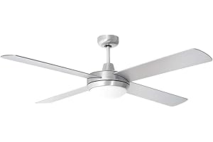 etc-shop LED Deckenventilator inkl. Fernbedienung Timer 5 Stufen Vor- und Rücklauf 132 cm Silber