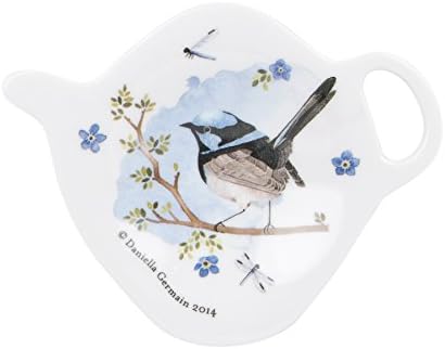 Ashdene Plume & Perch Blue Wren Tea Bag Holder 3 Inches High by 3 3/4 Inches Long Melamine
