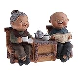 Homyl Resin Craft Elderly Couple Figurines Loving Old Age Life Creative Decor Gifts for Balcony/Desktop/Bookrack - Read Newspaper, as described