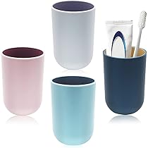 DBAILY Gobelet à Dents Porte-Brosse à Dents En Plastique Avec 3pcs Crochets Collants 3 Pcs Tasses Pratique Organiseur De Brosse à Dents Convient Pour La Salle De Bain Familiale (6