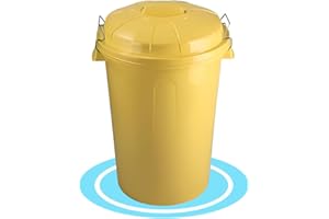 Dekohome Poubelle 100 l de capacité avec couvercle. Fabriquée en plastique résistant, idéale pour le stockage des ordures pour la maison, le bureau ou l'industrie - Jaune
