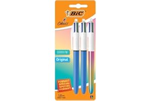 DLM DIRECT BIC 4 Colours Original & Gradient Pens, Multi Coloured Pens All In One, Retractable Pens, Medium 1.0mm, Green, Blue, Red, Black, 3 Pens Per Pack, 1 Pack