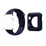 Apple Watch Armband 38/42mm, TOPsic Sport Armbanduhr Silikon Armband Ersatzarmband Armband für Apple Watch Armband 38/42mm Series 1 / 2 / 3, Sport, Edition (42mm, Mitternachtsblau+)