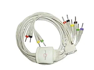 10 Lead ECG Cable Compatible with schiller(AT1,AT2,ELI250)/mortara/Allenger/Bionet 4mm 15 pin Banana type.