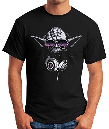 Herren T-Shirt - Deejay DJ Yoda Remastered - Moonworks schwarz L
