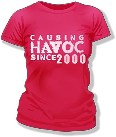 Causing Havoc Since 2000 18th Birthday Present - Womens T Shirt Black or Pink