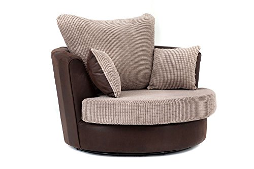 Dino Swivel Chair in Brown and Beige