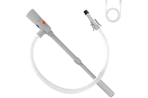 DAMAIYI Pompe De Transfert Carburant & Pompe Essence Électrique – Alimentation Double USB-C/AA, Débit 2,8 GPM, Arrêt Automatique, Tuyau 51 Pouces Téléscopique pour Jerrican, Diesel, Camionnette