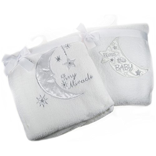 Gorgeous neutral Tiny Miracle & Bless this baby wrap With Embriodery & Applique Detail (Tiny Miracle)