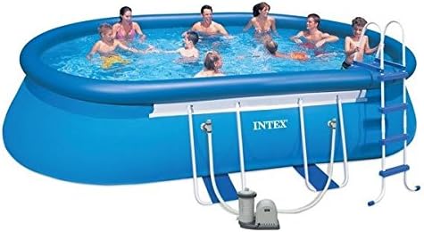 Intex 20ft x 12ft x 4ft Oval Swimming Pool with Filter Pump, Safety Ladder, Ground Cloth and Pool Cover. 2018 Model with factory fitted UK 3 pin plug
