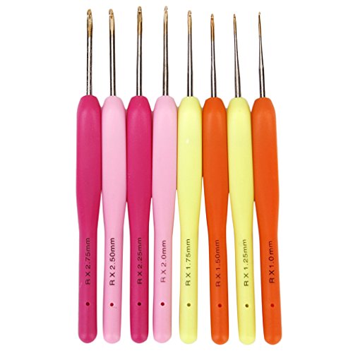 8 Größe Bunte Kunststoff Handgriff Metall Kopf Spitze Häkelnadel Nadel 1-2.75mm