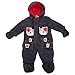 Baby Boys Baseball Dog Shell Hooded Winter Snowsuit/Romper With Mittens And Feet (0-3 Months) (Navy)
