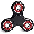 Premsons® Hand Spinner Desk Toy - High Speed Smooth Finger Spin Sensory Fidget Stress Relief Game Play for Kids & Adults - Birthday Party Gift - Four Bearing - Black + Red Bearing