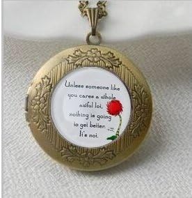 Lorax Truffula Tree 'Unless' Quote Pendant, silver Vintage Pendant Locket Necklace, Silver Plated pendant,bronze Jewelry,Vintage Pendant Locket Necklace