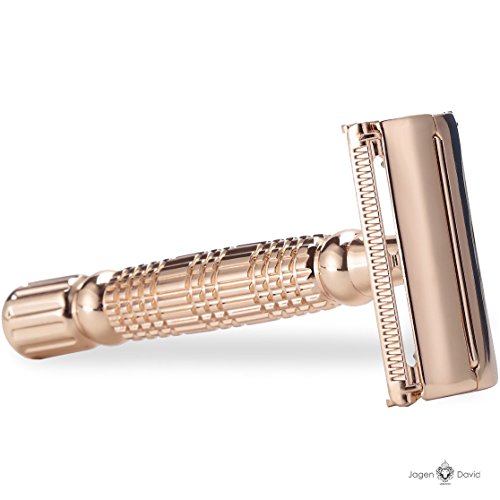 Jagen David ® B40 - Butterfly Double Edge Razor Safety Razor Fits All Double Edge Razor Blades unique Christmas gift for him (Gold)